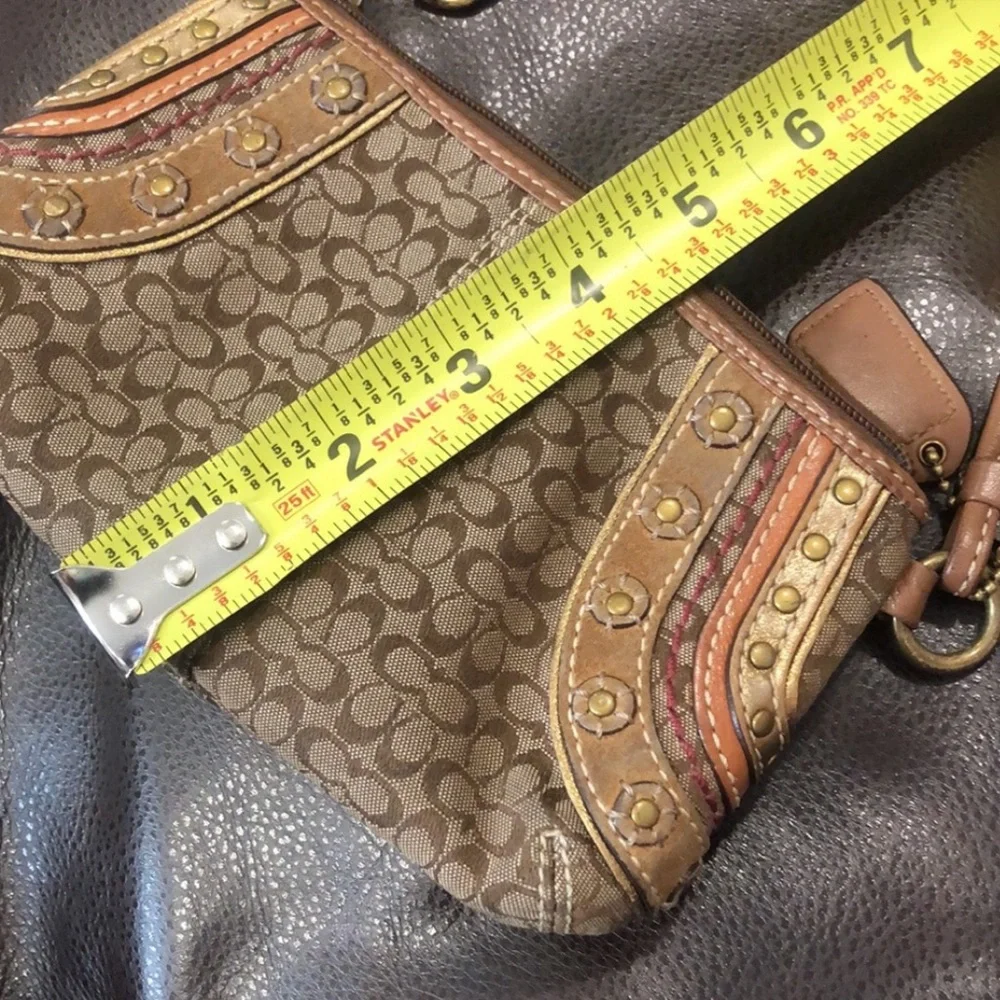 COACH Soho Signature C Jacquard Embroidered Studded Wristlet Shoulder Bag SET - Picture 15 of 17